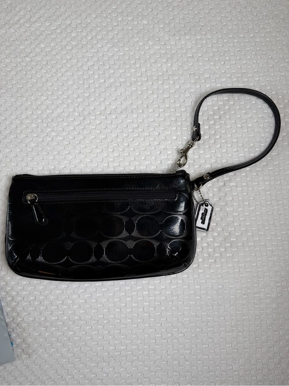 Coach Black Patent Signature Wristlet with Removable Strap - Picture 2 of 4